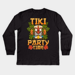 Adorable & Cute Tiki Party Time Island Luau Kids Long Sleeve T-Shirt